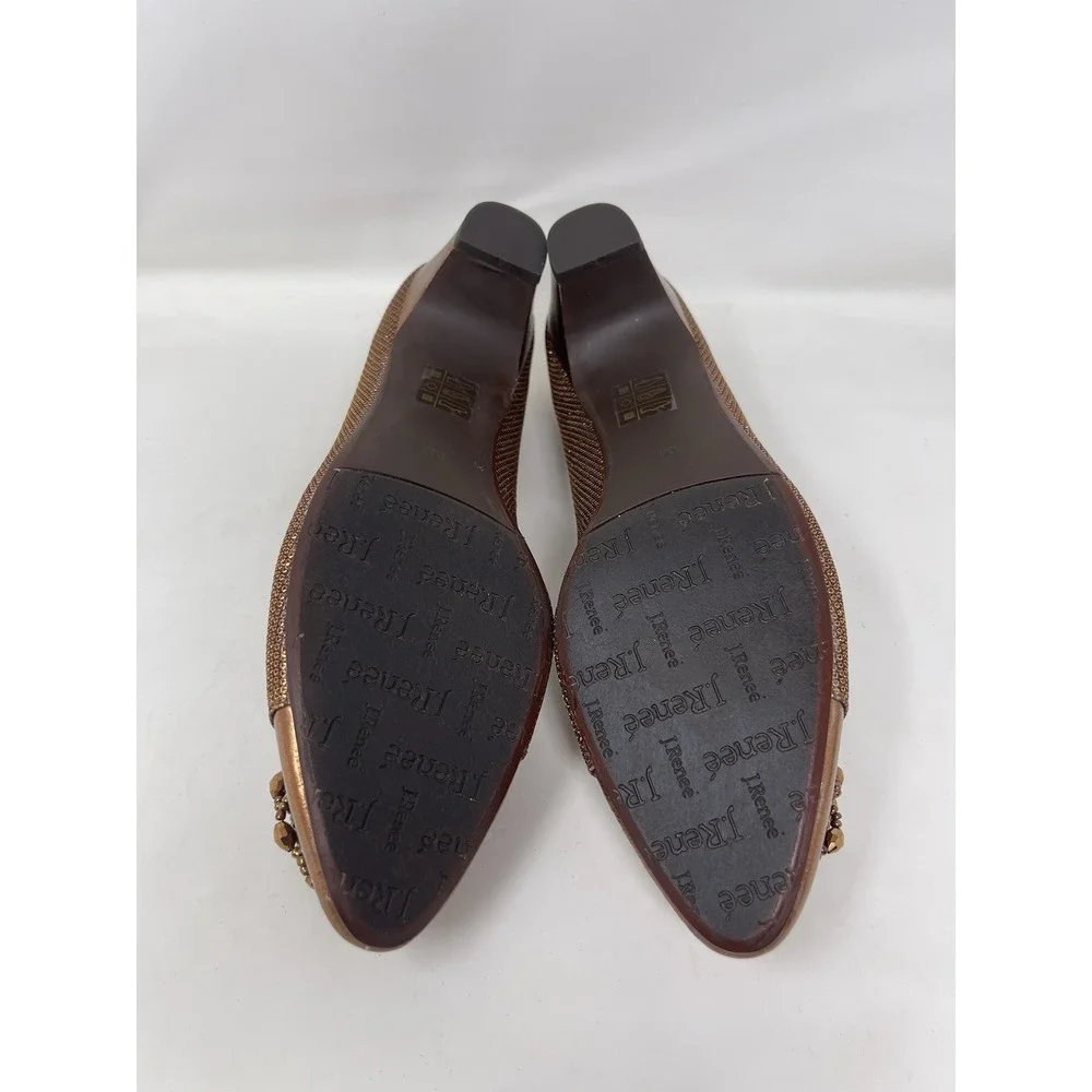 J. Renee Women's Size 8 Glam Copper Amber Beaded Low Heel Pumps Dressy (NWOT)
